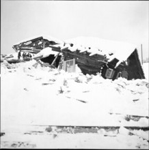 St. Antönien, farmstead destroyed by avalanche; 1954