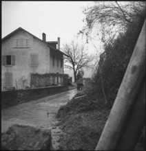 Land slide after heavy rains in La Cornallaz; 1950