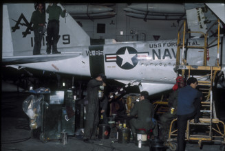 Hangar deck, US aircraft carrier John F. Kennedy in the Mediterranean