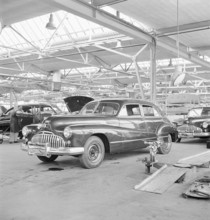 Finished car in the assembly hangar; General Motors 1946