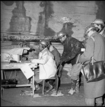 Tunnel breakthrough: shot firer and reporter, Grand-St-Bernard 1962