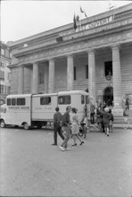 Student riots in Paris 1968: bloodmobile in front of Theater de France