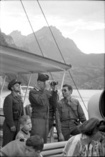 After WW2: American soldiers on steam boat, 1945