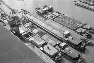WW 2: barges at Klein Hueningen harbor, Basel 1944