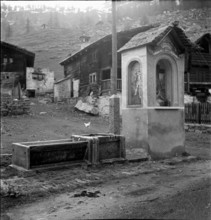 Wayside shrine in the Walser village Bosco Gurin 1956