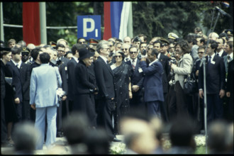 Indira Gandhi at the state funeral of Josip Broz Tito in 1980