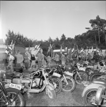 Parked motorbikes, Knabenschiessen of Zurich 1953