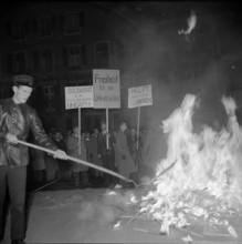 Students demonstrating for colleagues in Hungary, Berne 1956