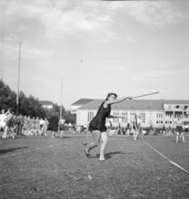 Girl at rounders, Zurich Girls' School 1940