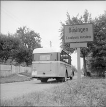 Swiss post bus in Büsingen; 1955