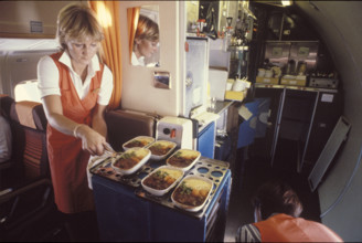 Onboard service in a Swissair DC9-81, 1982