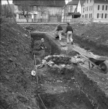 Excavation of Roman officer apartments in Windisch, 1954