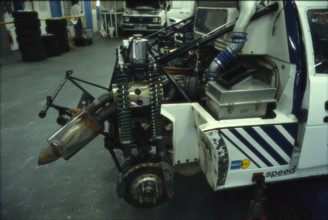 Race car test rally Ford RS 200 1985
