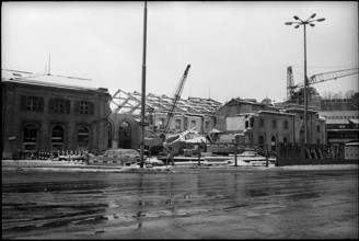 Demolition of the old train station Bern, 1968