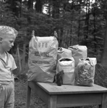 Boy with charcoal bags