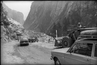 Building site in ravine of Gondo at Simplon 1971