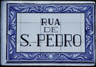 Street name sign on the Azores 1984