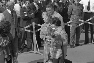 Arrival at Zurich-Kloten Airport, Swissair DC9; wife Natalia and her mother Jekaterina