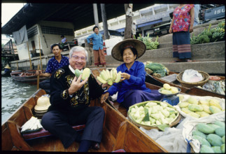 Manager of tourist services Lucerne Kurt Illi at the floating market, Thailand 1993