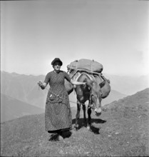 Farmer's woman with mule, Valais 1942