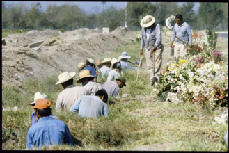 Digging graves after earthquake Mexico City 1985