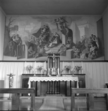 Fresco inside St. Joseph church in Prélaz, Lausanne 1945