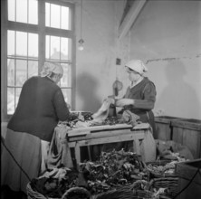 WW2: economy of war; sorting rags, old pieces of clothes