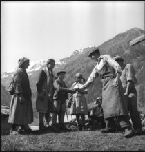 Cheese donation in the Turtmanntal valley, Switzerland, 1940