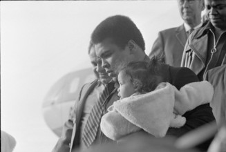 Muhammad Ali, born Cassius Marcellus Clay Jr. 's arrival at Zurich airport in 1971