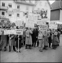 Demonstration against an army training ground for tanks, 1956