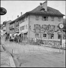 WW 2: French border behind barbwire barrage, St. Gingolph around 1943