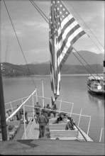 After WW2: American soldiers on steam boat, Lucerne 1945