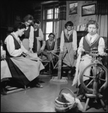 Women spinning in weaving mill in the Münstertal, 1946