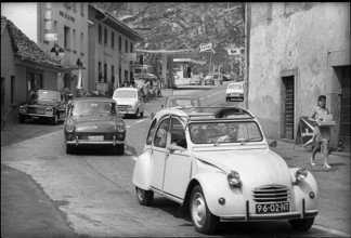 Simplon traffic in Gondo 1971