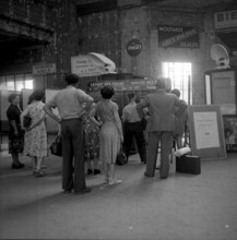 Strike in the Alsace: Travelers at the station, 1953