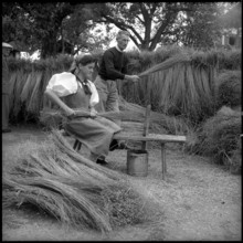 Breaking flax in Zaeziwil, 1956
