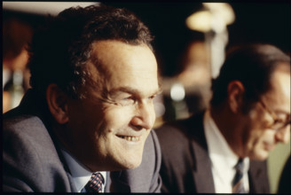 Otto Stich and Pierre Aubert, Party Conference 1984