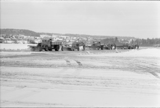 Zurich Kloten airport covered in snow, 1969