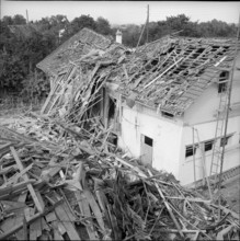 Destroyed houses after gas explosion in Neukirch 1962