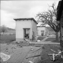 Destroyed workshop after explosion in firework factory, Mägenwil 1962