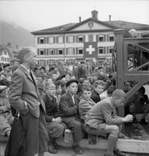 Boys at voter's meeting Glarus 1949