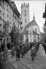 Pupils at Corpus Christi procession in Friborg 1941