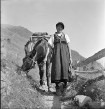 Farmer's woman with mule, Valais 1942