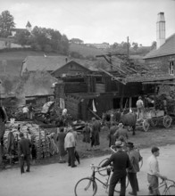 WW 2: bombing in Switzerland; bomb airdrop, dropping in Riggisberg, 1943.