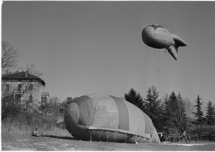 WW 2: marking the border with captive balloon near Chiasso, 1945.