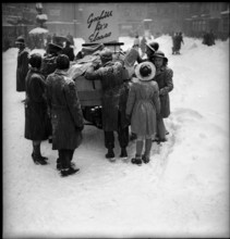 WW 2: collecting tableware and crockery for Alsace, Basle 1945.