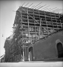 WW 2: bomb airdrop, dropping; rebuilding, Schaffhausen 1944.