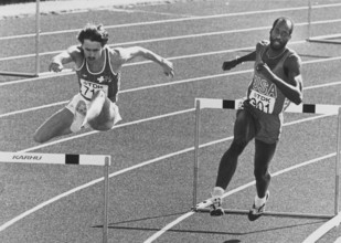 WC 1983 Helsinki, semifinals 400m hurdles: Franz, Meier, Edwin Moses