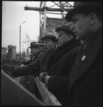 Federal Council Enrico Celio on dam building site, Verbois 1940