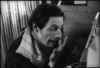 Dimitri putting make-up on, 1970
